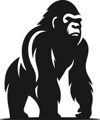 gorilla standing upright animal silhouette vector