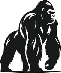 gorilla standing upright silhouette vector