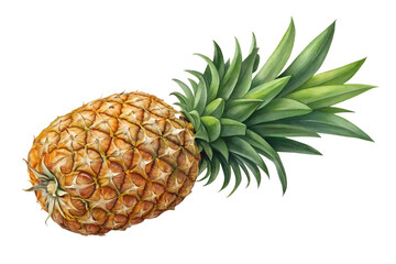 Fototapeta premium whole fresh pineapple with vibrant green leaves isolated on transparent background png