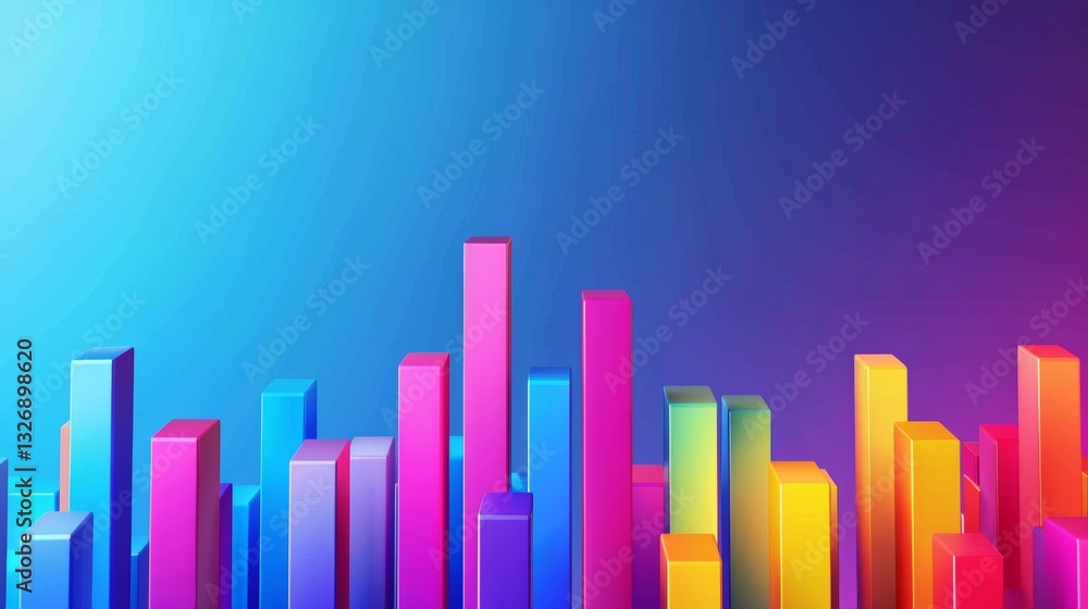 Poster vibrant 3d bar graph with gradient background