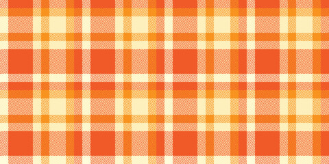 Vibrant orange and cream plaid pattern. Perfect for autumnal designs, textile projects, or as a background texture.  Evokes warmth, comfort, and rustic charm.