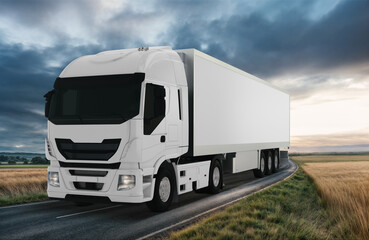 Naklejka premium An image of a Truck on the road