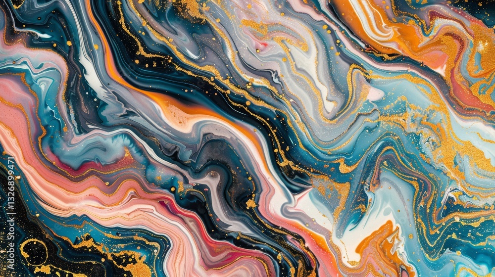 Poster vibrant abstract background with swirling rainbow colors and dynamic patterns