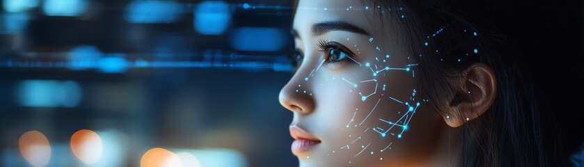 Fototapeta premium An AI therapist analyzing emotions through facial recognition, offering guidance