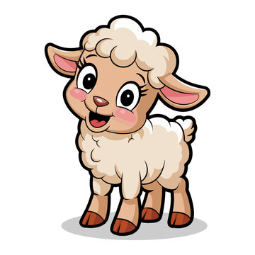 cute cartoon lamb smiling clip art preview