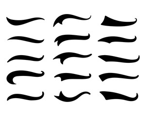 Text tails Calligraphic swoosh retro decorative swish line and underline curl design vector set