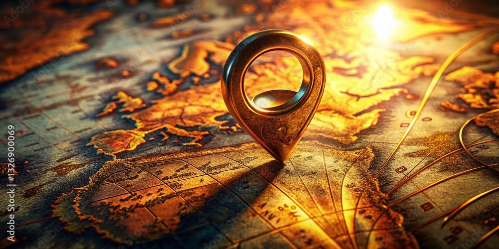Aufkleber folded map with location pin: conceptual animation of place & navigation
