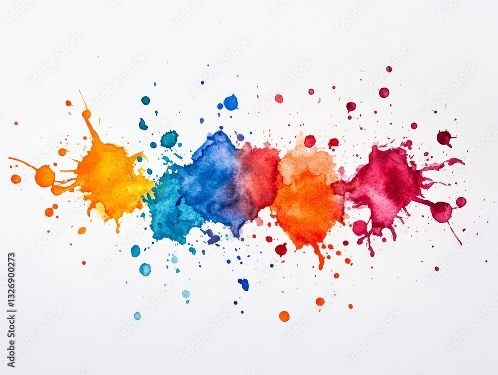 Poster vibrant abstract watercolor splash collection with clean lines and colorful patterns