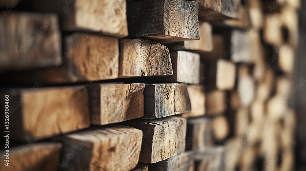 Leinwandbilder textured closeup of stacked wooden logs creating a rustic and natural background perfect for interio