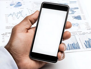 Analyzing business data trends on mobile devices office digital content professional close-up view