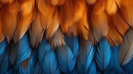 Fototapeta premium Vibrant and colorful feather texture with blue and brown hues background image