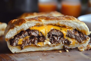Cheesesteak Delight: Homemade Philly Sandwich with Beef, Cheese, and Fresh Bread