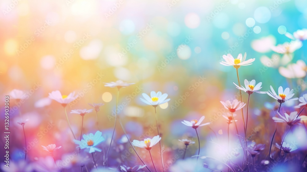 Poster vibrant blurred background with colorful elements and soft clean lines
