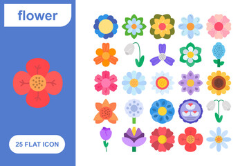 Flowers Flat Icon Set, Collection of 25 Flowers Flat Icon Set &ndash; 25 Bloom, Floral, and Nature Icons