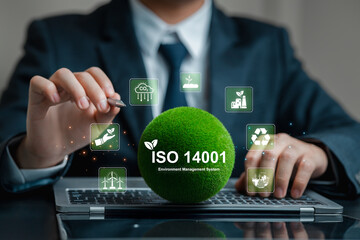 ISO 14001 Environment Management System Concept with Green Sphere