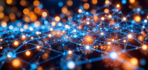 Fototapeta premium Vibrant Light Network Sparkling Digital Web Illustration of Futuristic Technology Concepts