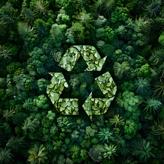 recycle sign with leaves