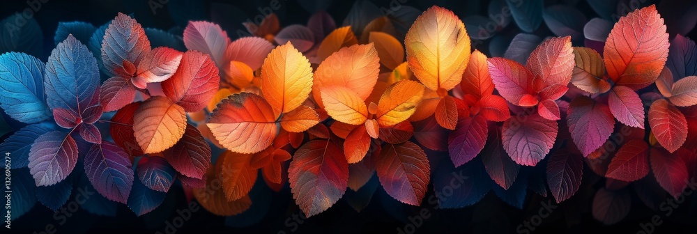 Poster vibrant color fractal pattern with colorful foliage motive suitable for mobile and desktop wallpaper