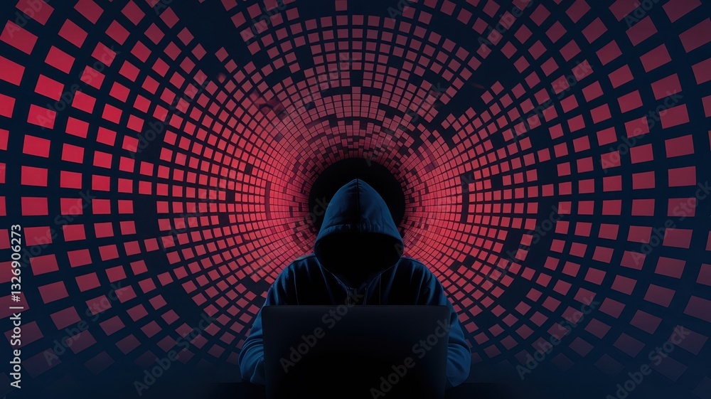 Aufkleber anonymous hacker in digital vortex: cybersecurity threat