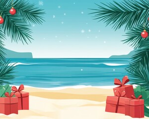 Obraz premium Christmas In July Sale. Discounted Beach Promotion for a Happy Summer Sale Event