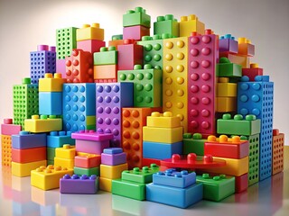Fototapeta premium Cartoon Bricks Colorful Building Blocks