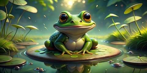 Cartoon Frog Illustration, Cute Amphibian, Funny Frog