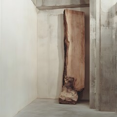 Large Wooden Slab Minimalist Art Concrete Background