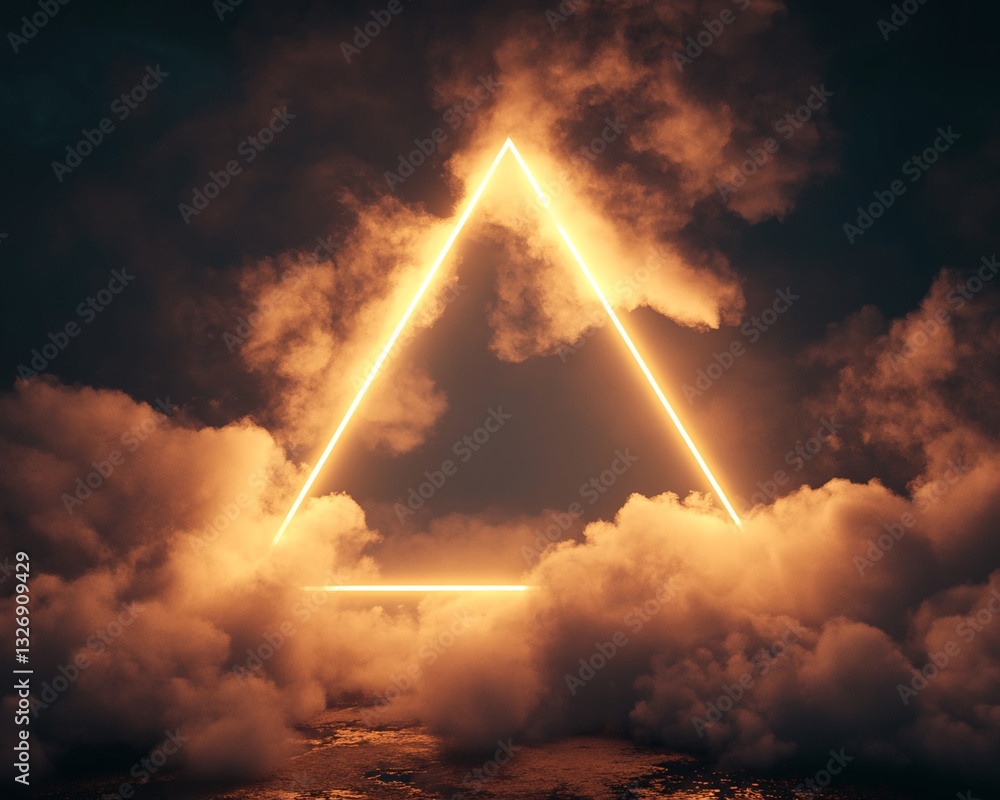 Poster illuminated triangle in cloudscape