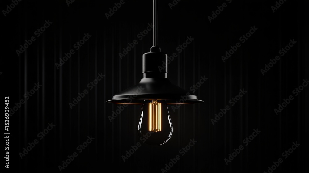 Poster illuminating solitude in an enclosed space with a single hanging light bulb generative ai