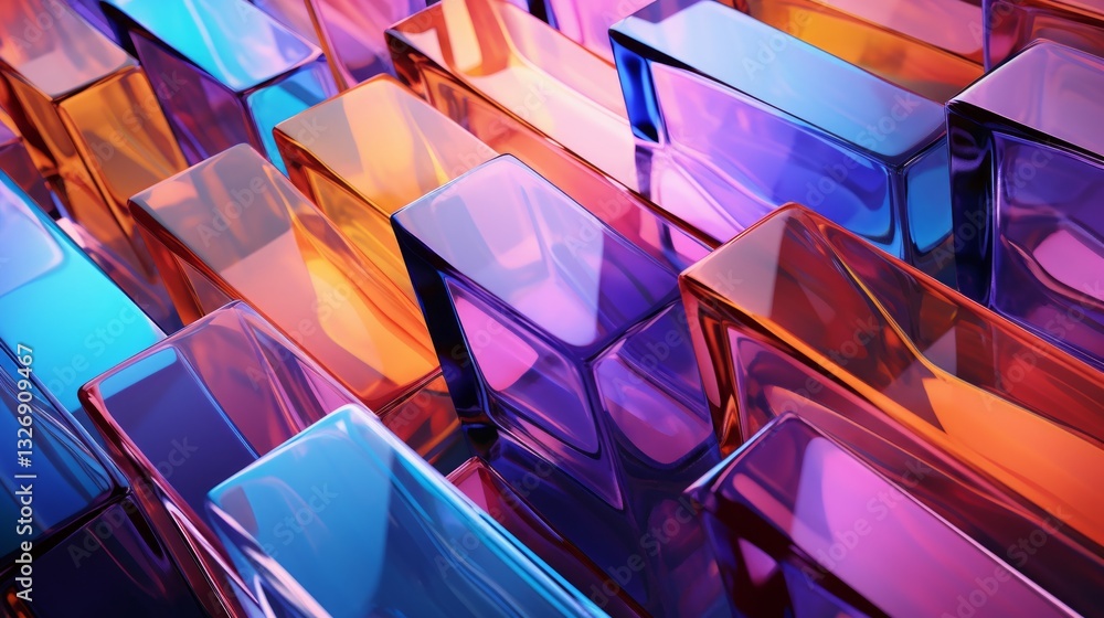 Poster vibrant colorful glass three dimensional abstract background with clean lines and geometric shapes