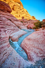 Red Rock Canyon Sandstone Pathway at Eye-Level During Golden Hour