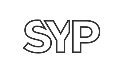 SYP logo design template with strong and modern bold text. Initial based vector logotype featuring simple and minimal typography. Trendy company identity.