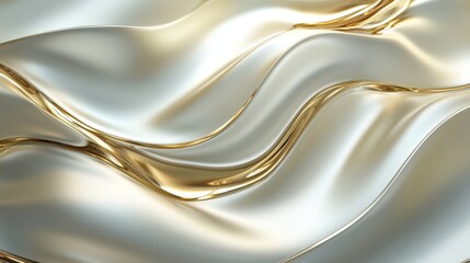 Smooth gold and silver metallic waves creating elegant abstract pattern