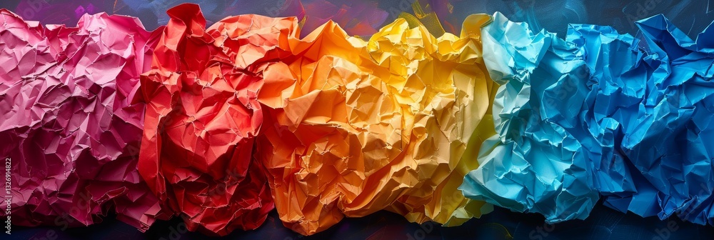 Poster vibrant crumpled paper texture closeup artificial intelligence generated abstract background
