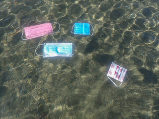 Plastic pollution in ocean environmental problem, problem plastic bottles and microplastics...