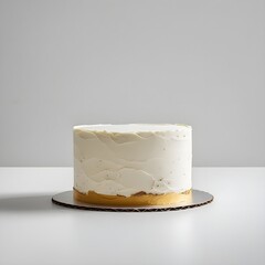 Single cake prominently placed against a pure white background