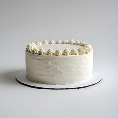 Single cake prominently placed against a pure white background