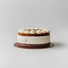 Single cake prominently placed against a pure white background