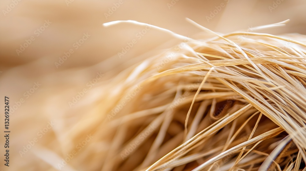 Poster Closeup of dried straw in soft focus creating a warm and rustic agricultural aesthetic : Generative AI