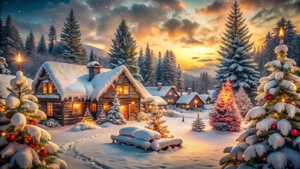 Frosty Winter Wonderland: Vintage Christmas & New Year's Snow Scene