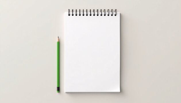 "Notepad mockup with spiral binding and a pencil placed next to it."