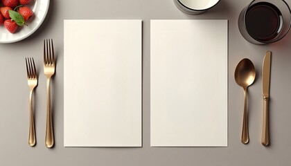 "Menu mockup for a fine dining restaurant with elegant typography."