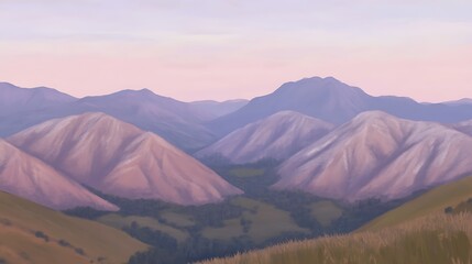 Fototapeta premium Majestic sunset mountain range landscape, travel poster