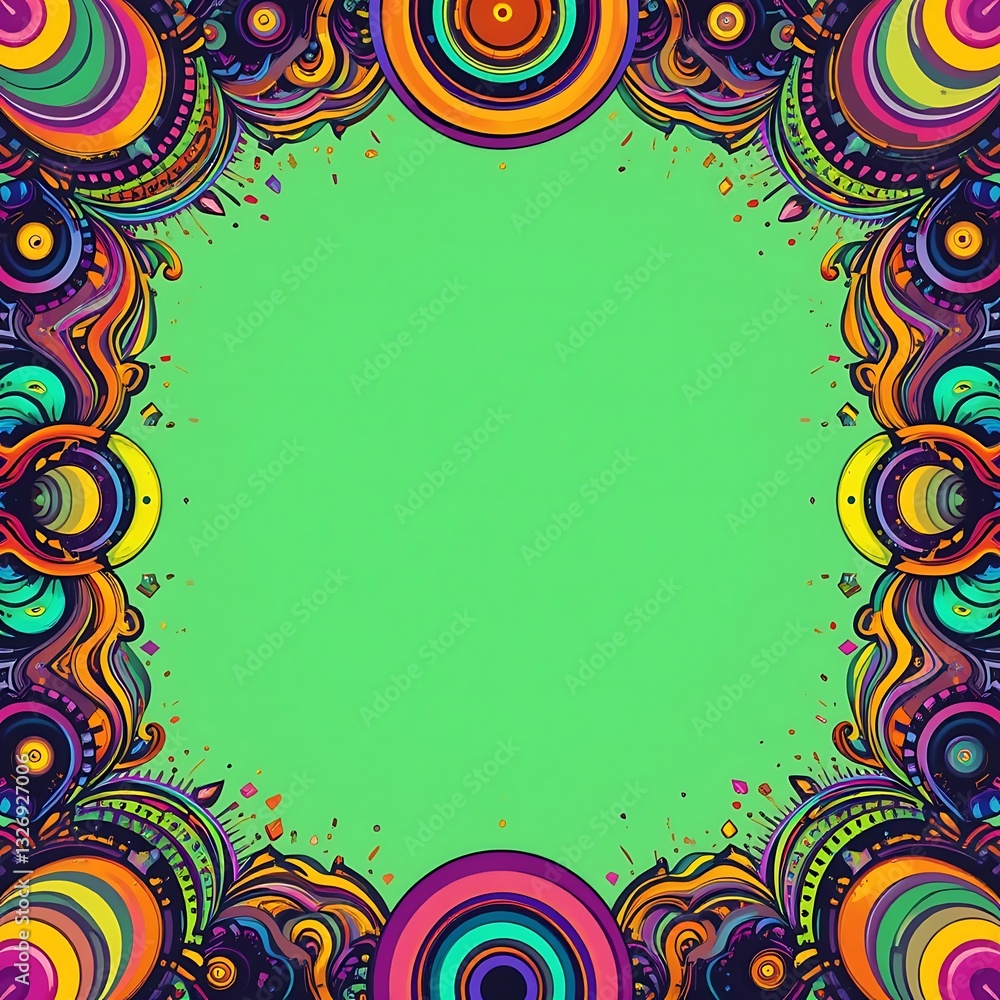 Poster vibrant colorful abstract frame with green space for text or design