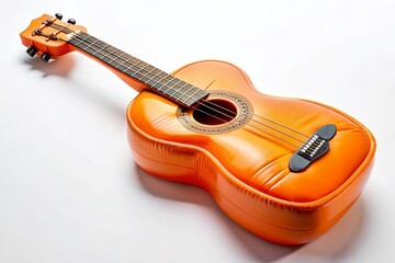 Obraz premium Fun Inflatable Orange Guitar Toy, Summer Beach Party Accessory, Bright Colorful Musical Instrument