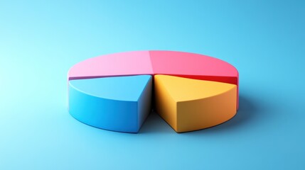 Obraz premium Colorful 3D Pie Chart on Blue Background