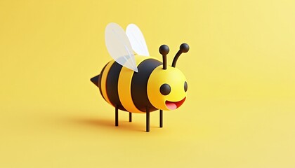 Obraz premium Bee model 3D cute cartoon die cut background.