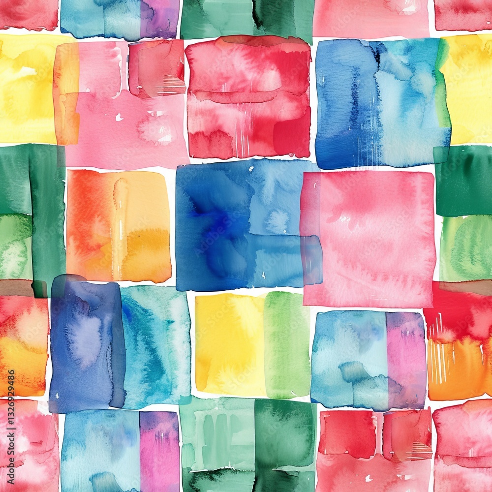 Poster watercolor color blocking pattern with clean lines and soft gradients
