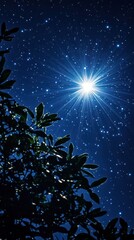 Starlight Sonata, A Celestial Radiance over Tranquil Verdant Canopy