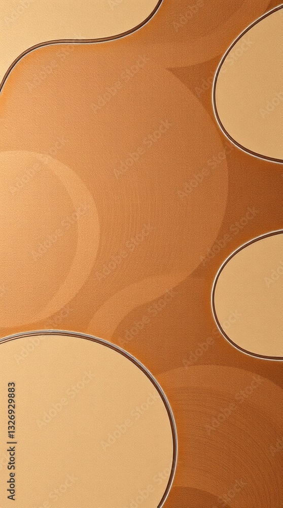 Poster abstract background with organic shapes and a warm color palette, evoking a sense of depth and tranquility. The composition features a blend of rounded forms and flowing lines